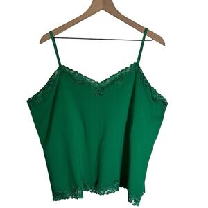 NWT St. John’s Bay Green Lace Trim Tank Top Women’s Size 2X Shelf Bra Y2K Casual